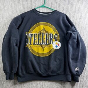 Starter Pittsburgh Steelers Sweatshirt Mens Size Large Black AFC Vintage Logo